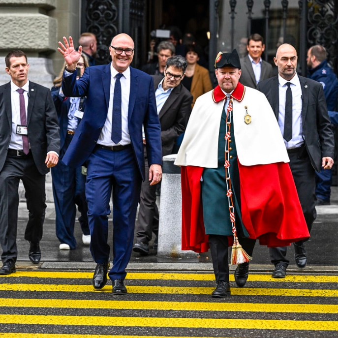 Martin Pfister nach seiner Wahl zum Bundesrat in Bern (12. März 2025, Andreas Busslinger)