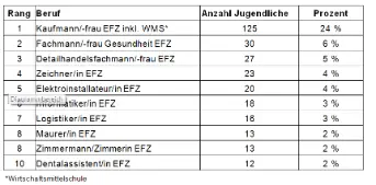 10 Rängen von Lehrberufe Schulenderhebung 2018