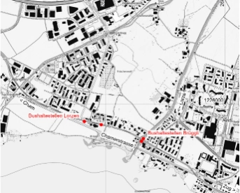 Situationsplan Bushaltestellen Chamerstrasse in Zug.