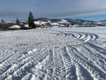 Unerlaubte Reifenspuren im Schnee